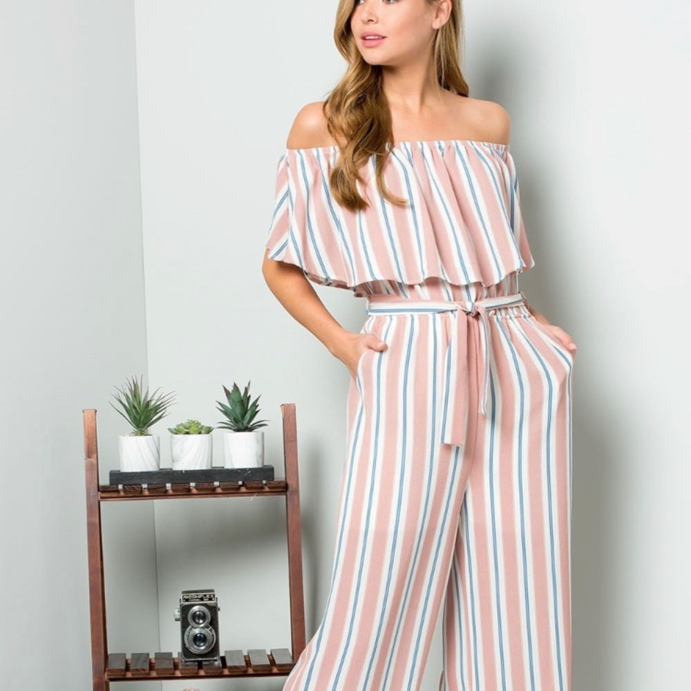 Pretty In Pink Striped Jumpsuit